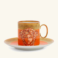 versace orange coin coffee cup saucer orange