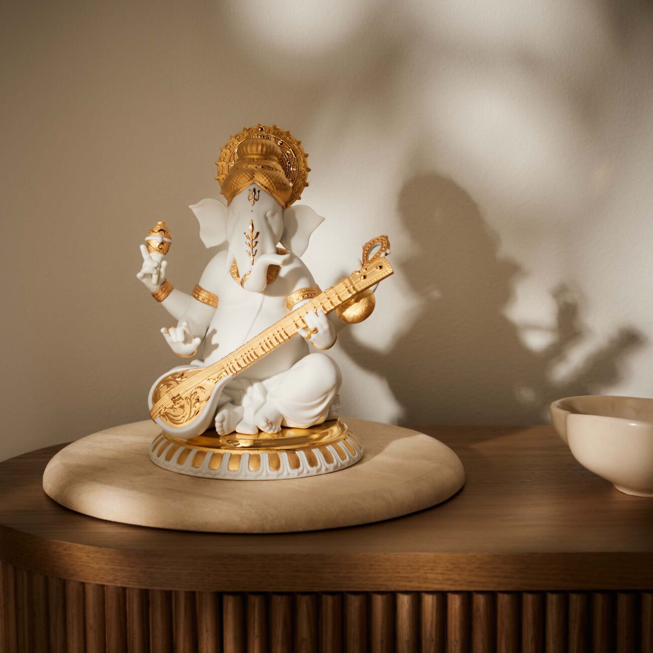 Veena Ganesha Sculpture Small White lladro veena ganesha sculpture small white