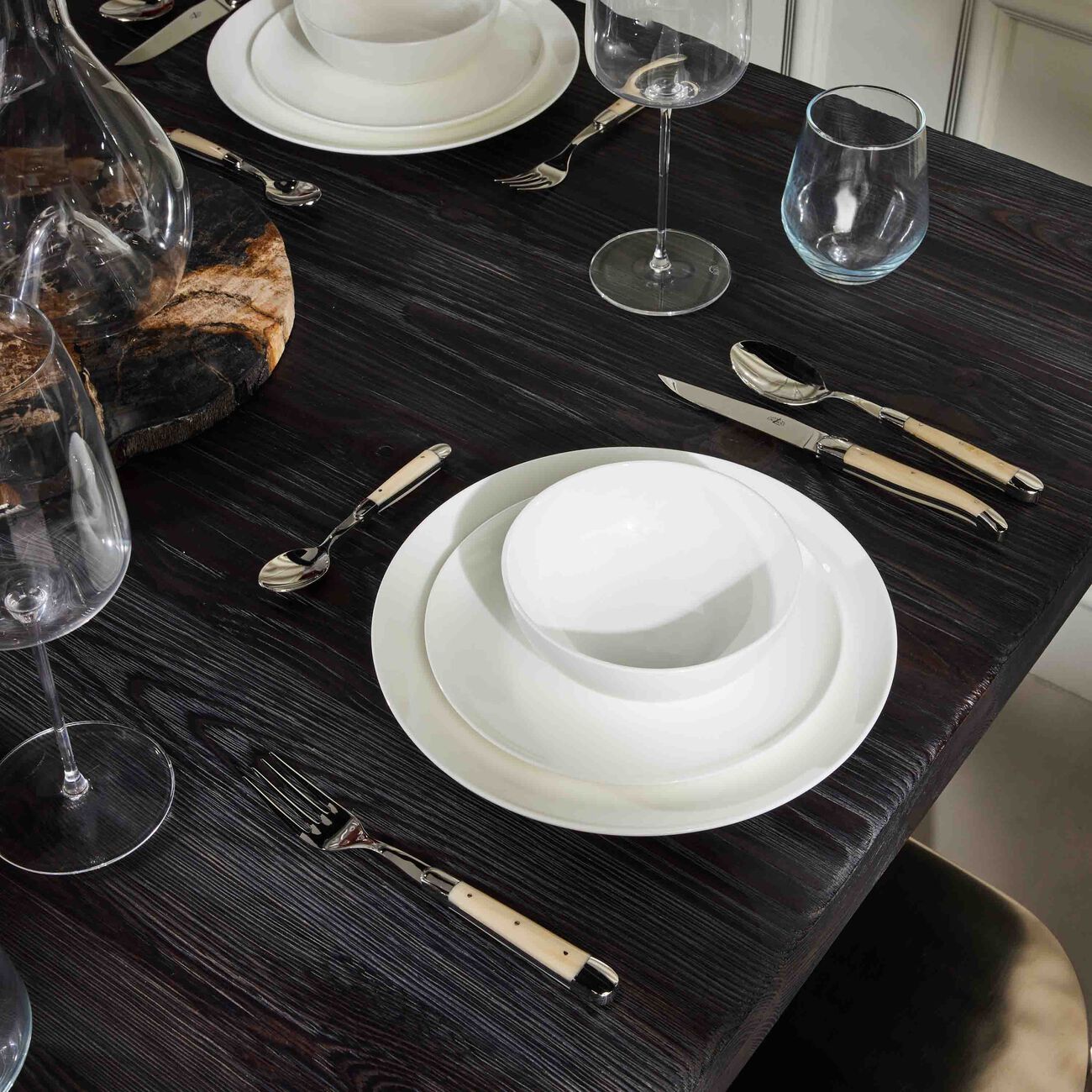 forge de laguiole acrylic handle table fork brown set of 6