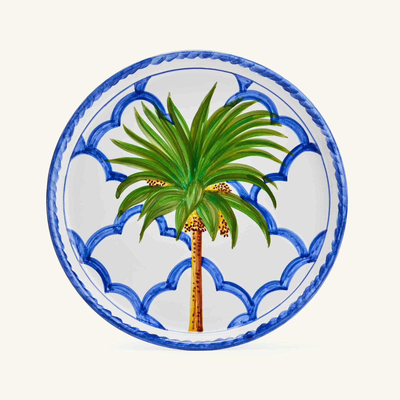 les ottomans ottomans palm dinner plate round blue 28cm