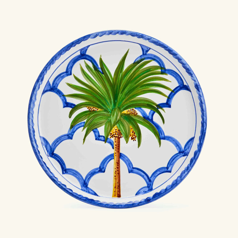 les ottomans ottomans palm dinner plate round blue 28cm