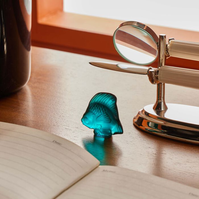 lalique fish figurine mini turquoise