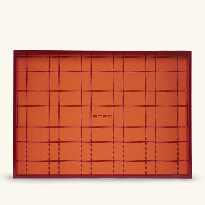 etro tartan tray rectangular large red