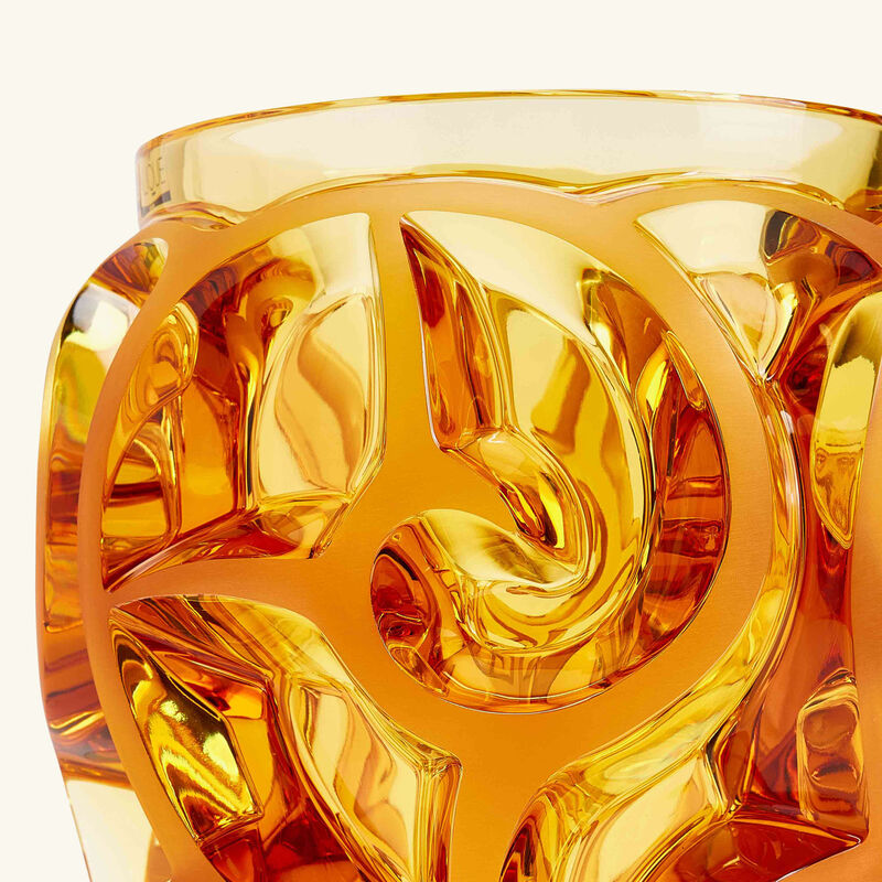 lalique tourbillons vase small yellow