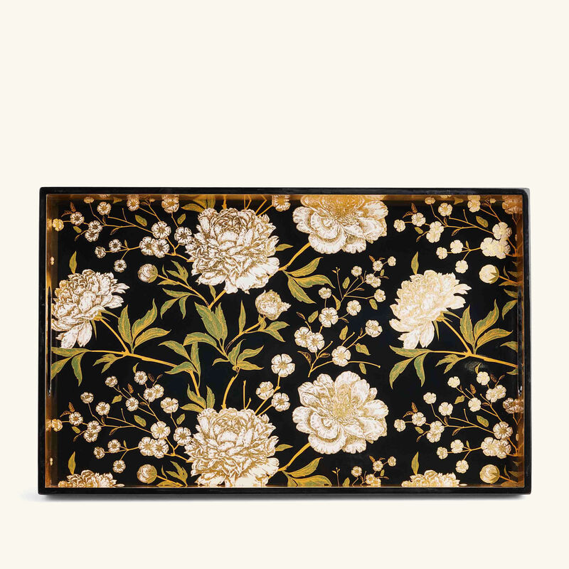 صينية مطلية بالورنيش مستطيلة كبيرة سوداء لي أوتومان صينية مطلية بالورنيش مستطيلة كبيرة سوداء