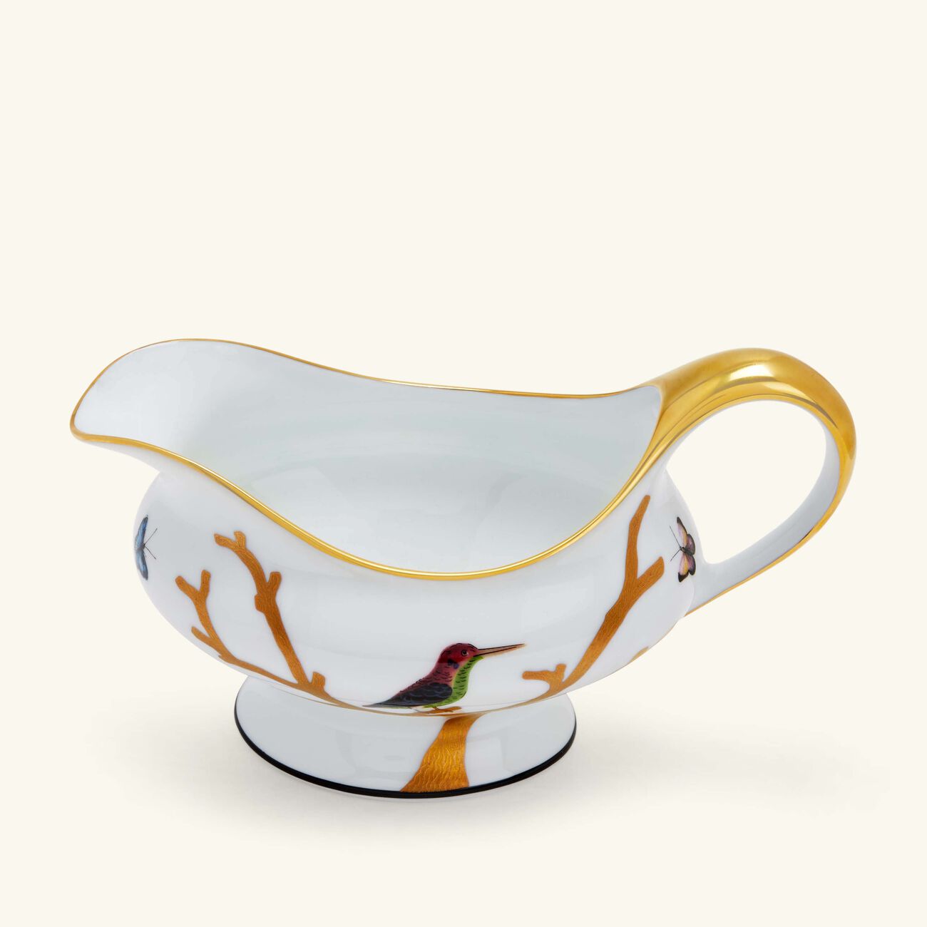 bernardaud aux oiseaux gravy boat gold