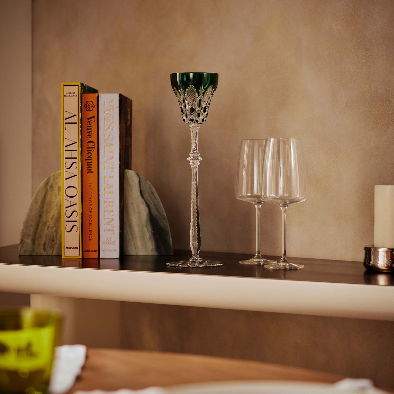 baccarat tsar wine glass green
