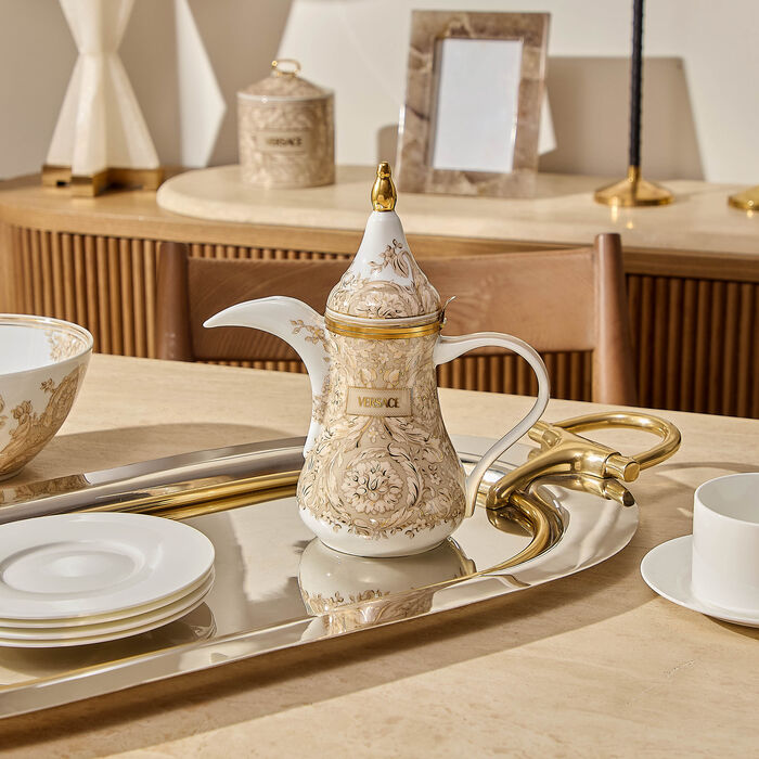 versace barocco coffee pot beige