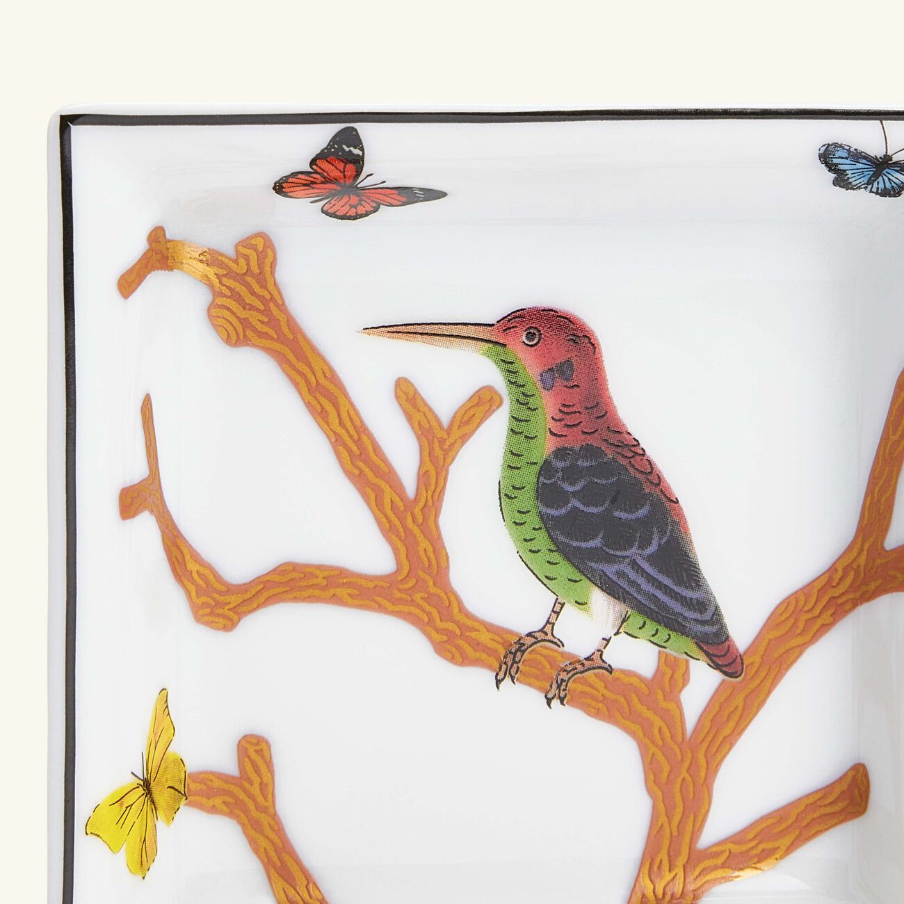 bernardaud aux oiseaux ashtray square small gold