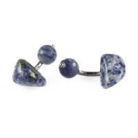 Cufflinks Sodalite. Blue Quartz.Silver, small