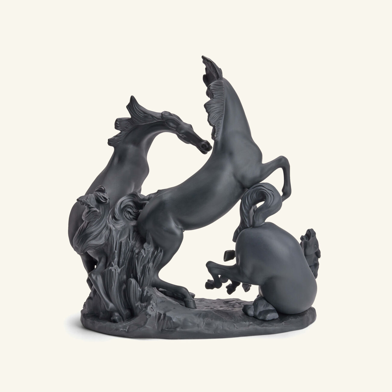 lladro horses group sculpture large black