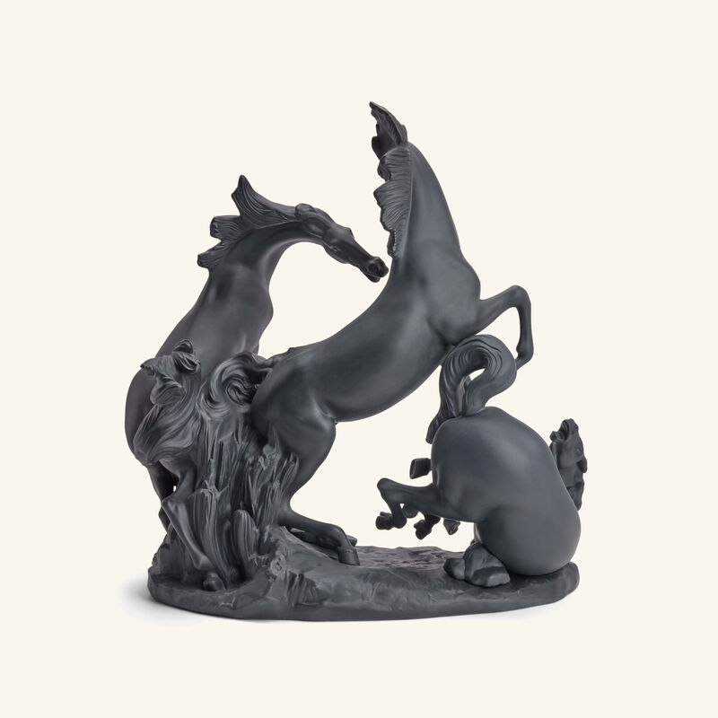 lladro horses group sculpture large black