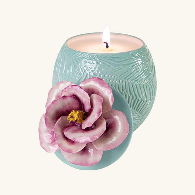 villari acapulco ibiscus scented candle   aquamarine