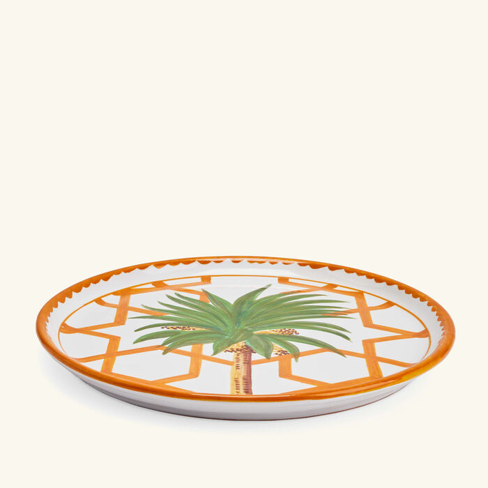 les ottomans ottomans palm dinner plate round orange 28cm