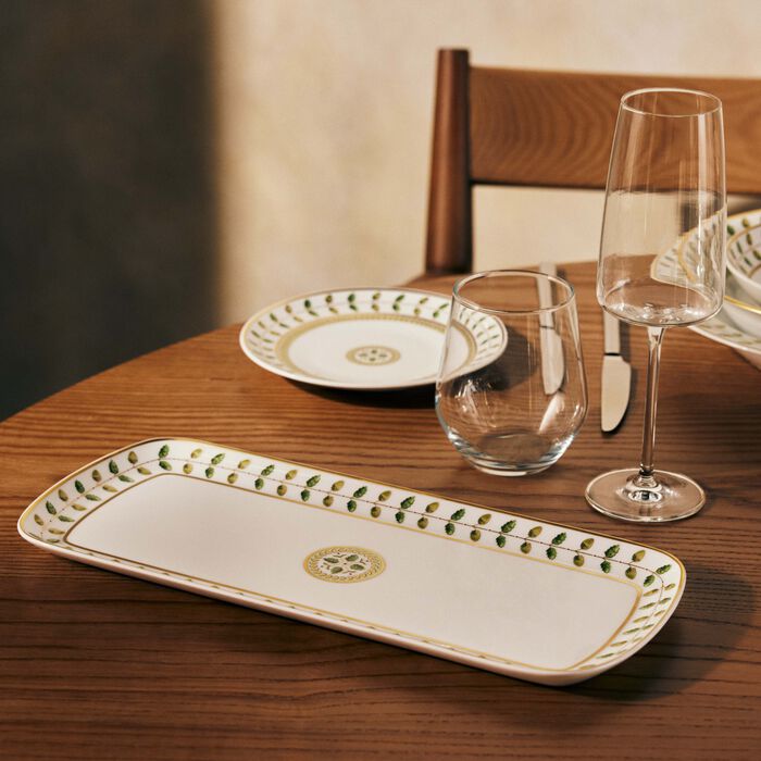 bernardaud constance cake platter rectangular green 37cm