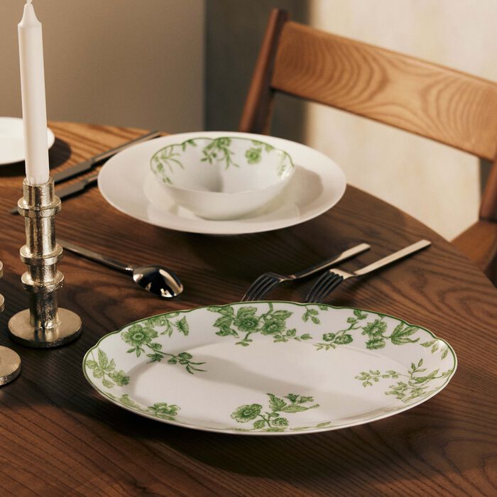 bernardaud albertine serving platter oval green 33cm