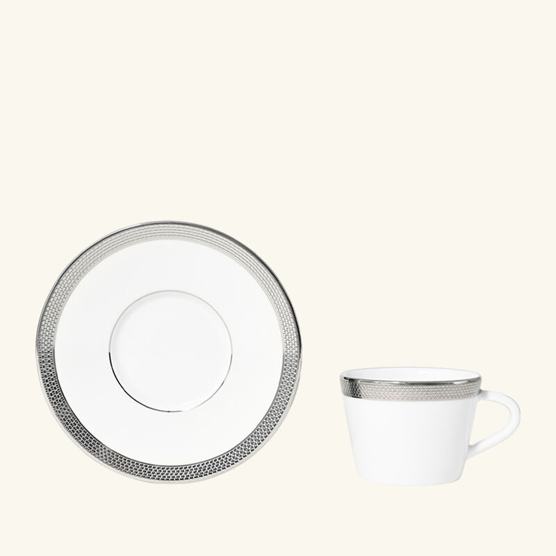 Maille Platine Moka Coffee Cup & Saucer Set Of 2 White bernardaud maille platine moka coffee cup saucer set of 2 white