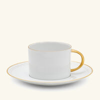 لوبجيه طقم نبتون مؤلف من فنجانين للشاي مع صحنيهما أبيض