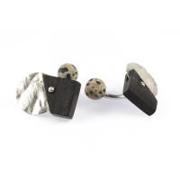 Cufflinks Ebony Dalmatian Jasper Silver With Box, small