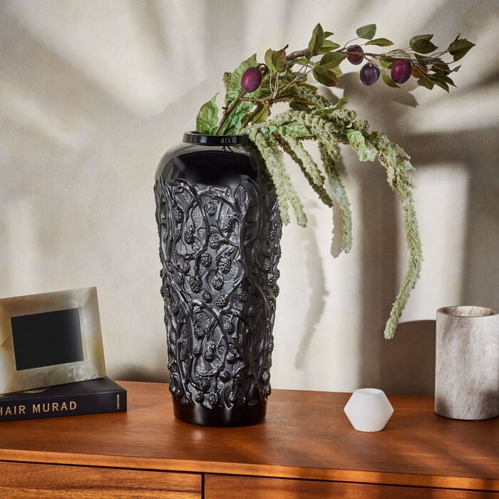 Mures Vase Large Black lalique mures vase large black