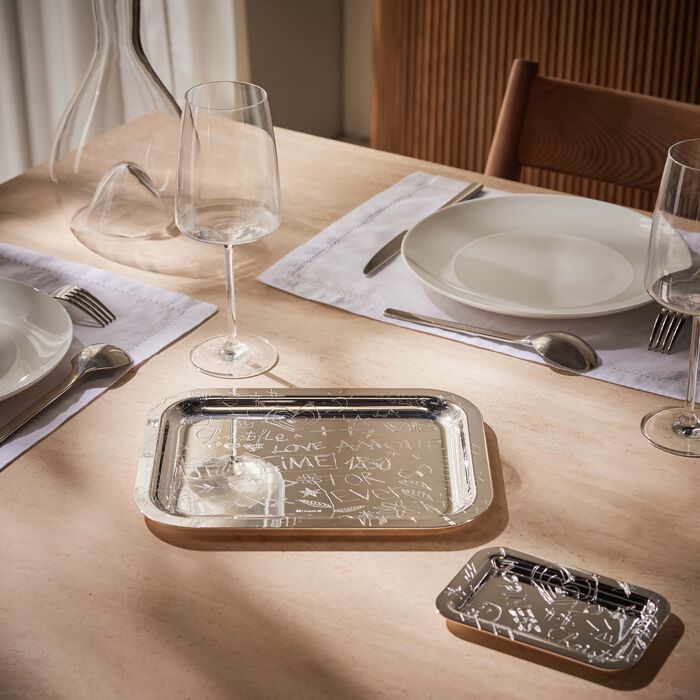 christofle graffiti serving tray rectangular small silver plated
