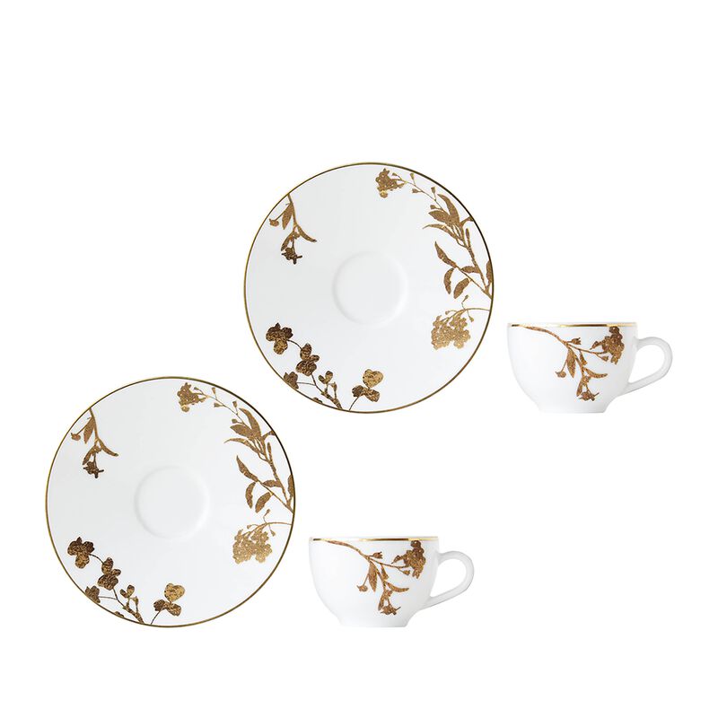 Végétal Or Set of 2 Espresso Cups and Saucers, large