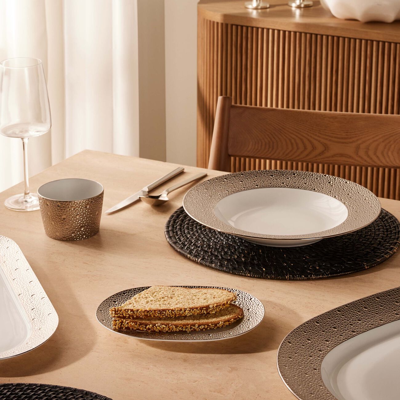 bernardaud ecume serving platter oval silver 21cm