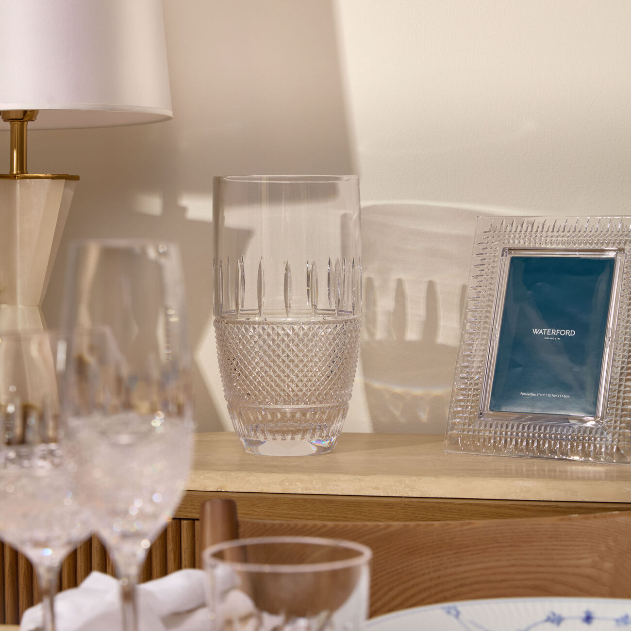 waterford mastercraft irish lace vase medium clear