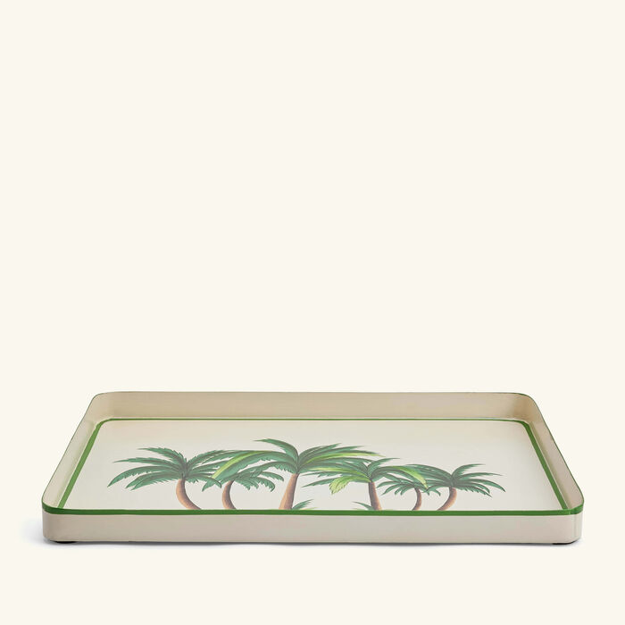 les ottomans flora palm tree serving tray rectangular medium white