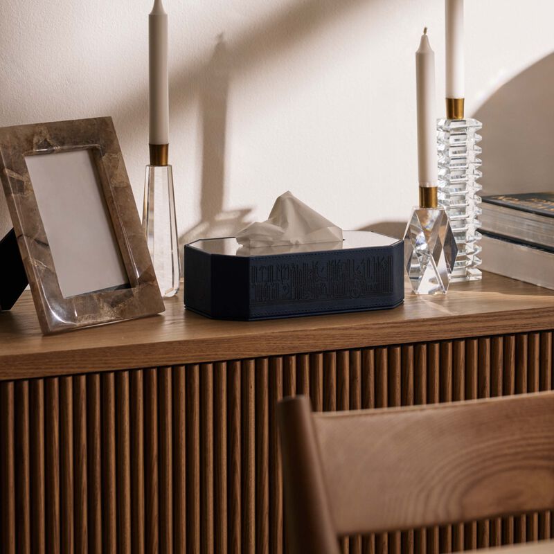 دملاج علبة المناديل حياة باللون الأزرق