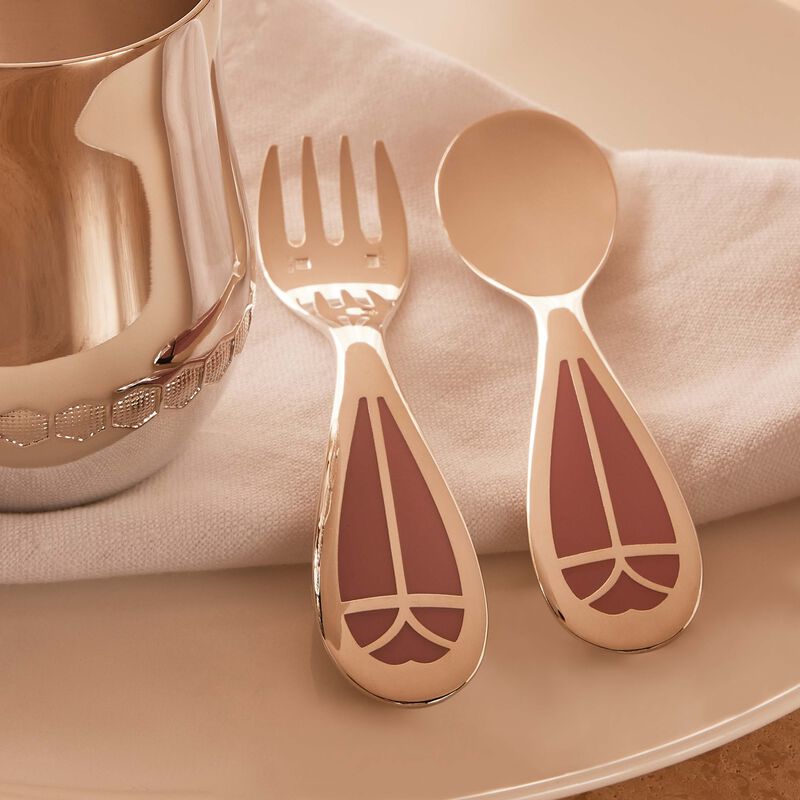 christofle quartz talisman baby flatware pink set of 2