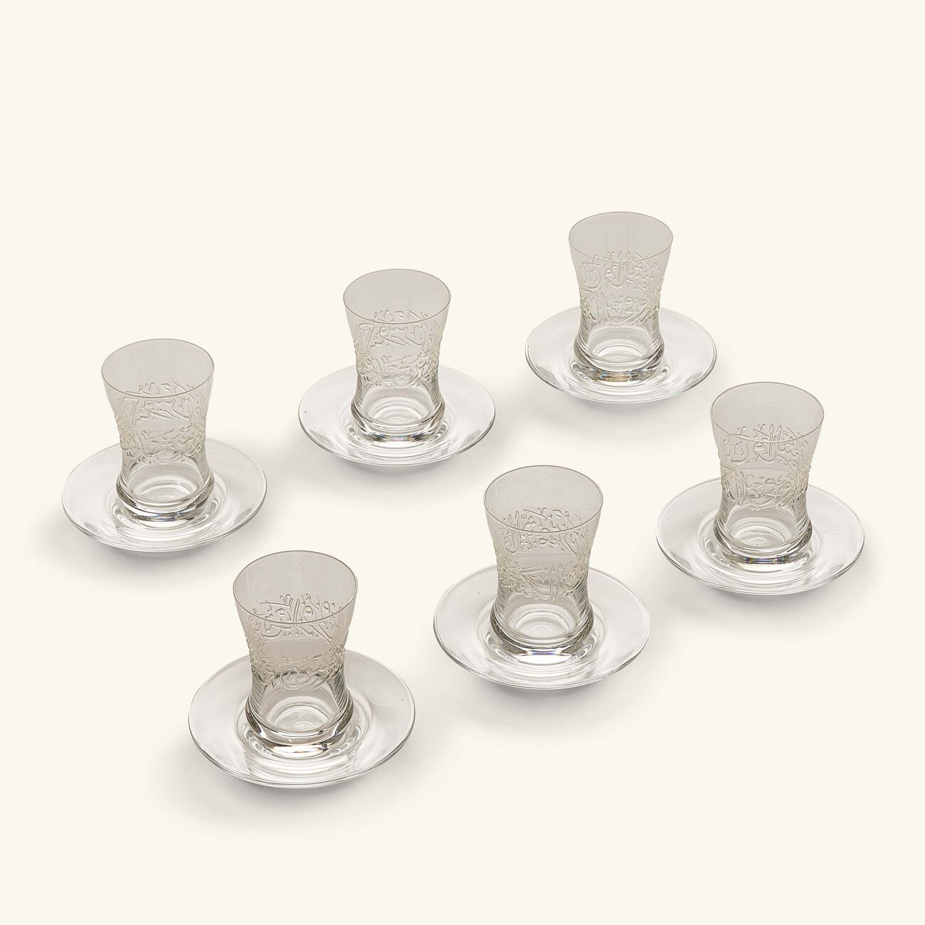 dimlaj thuluth tea cup   saucer clear set of 6