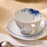 royal copenhagen blue fluted mega tea cup and saucer
