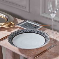 versace la greca signature serving plate round white 28cm