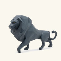 lladro lion sculpture medium black
