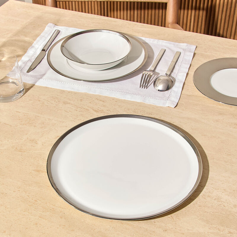 Maille Platine Serving Platter Round White 32cm bernardaud maille platine serving platter round white 32cm