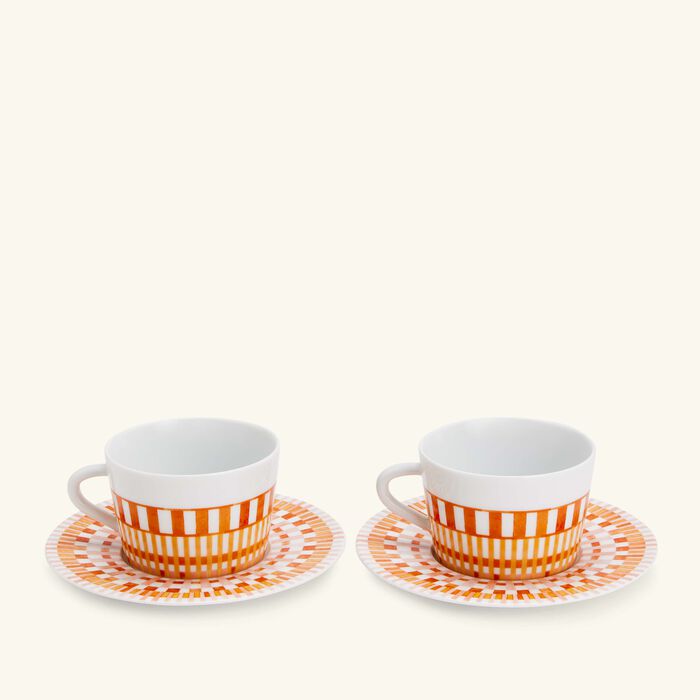 bernardaud terra rosa tea cup   saucer orange set of 2