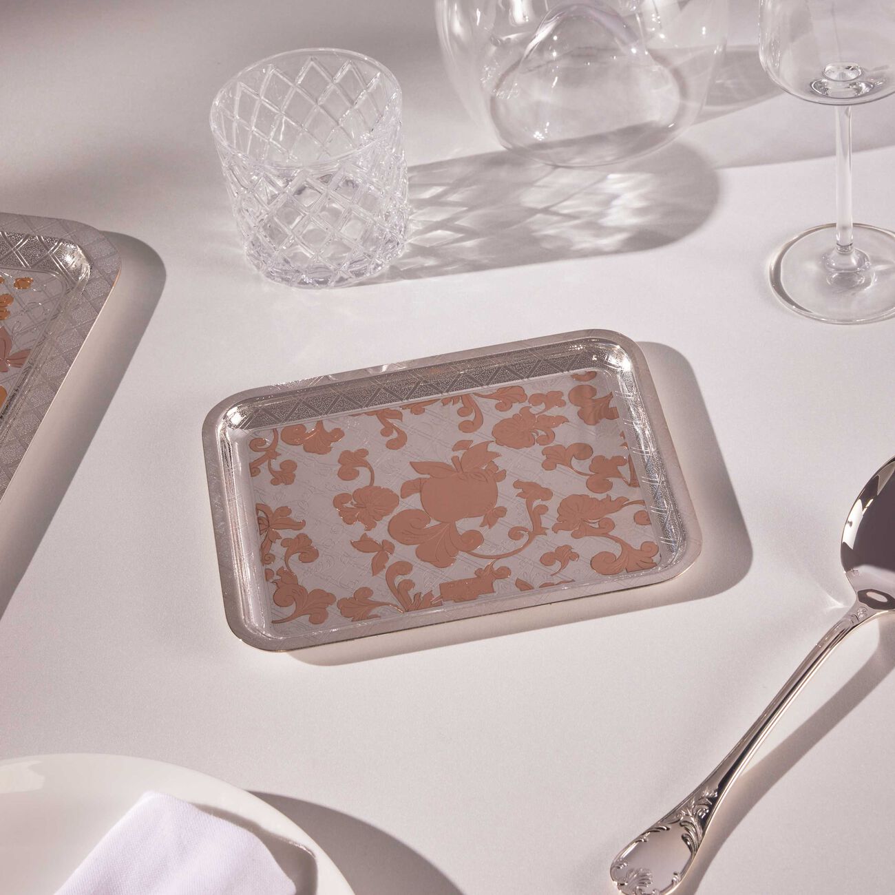 كريستوفل صينية جاردان ديدن مستطيلة صغيرة مطلية بالفضة مع ذهبي