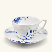 royal copenhagen blue fluted mega tea cup and saucer