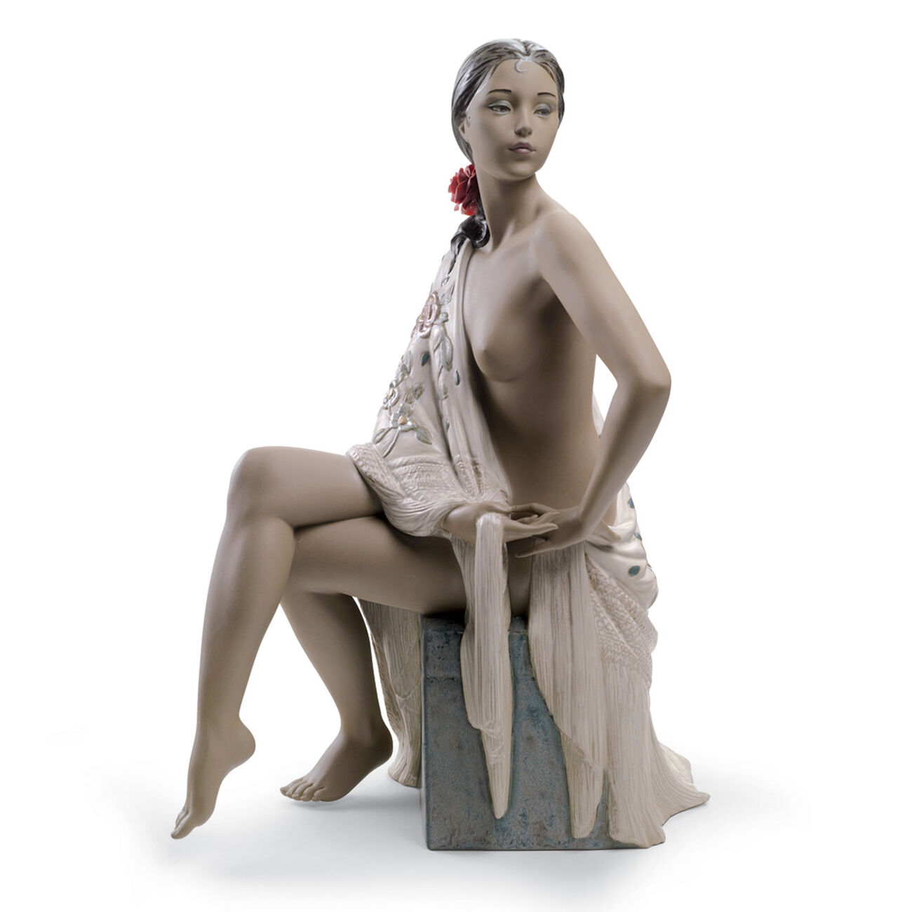 lladro nude woman with shawl sculpture large white