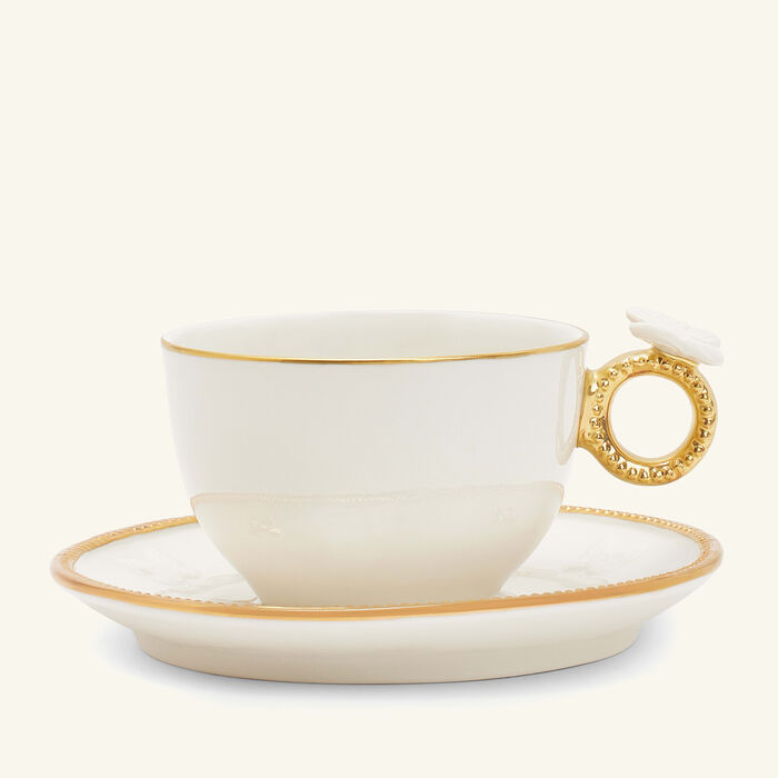 villari butterfly tea cup   saucer white   gold