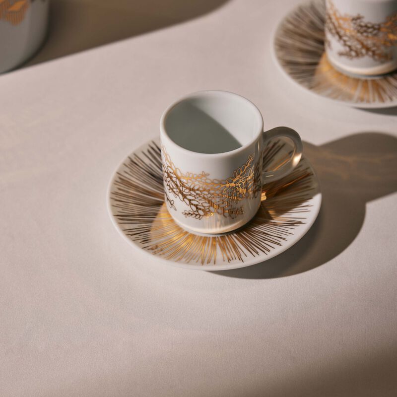 silsal tamrah by razan alazzouni tara coffee cup   saucer gold set of 2