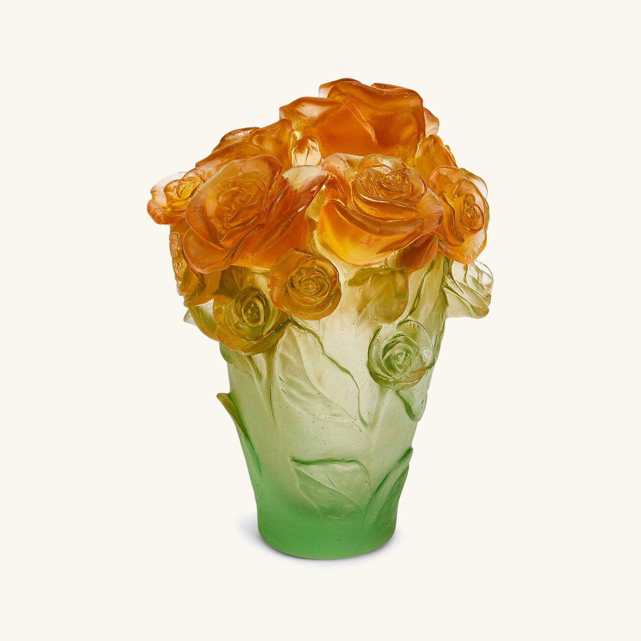 daum rose vase mini green