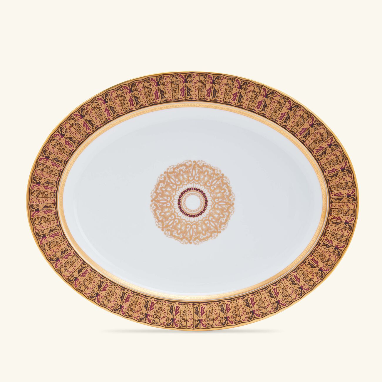 bernardaud eventail serving platter oval white 39cm