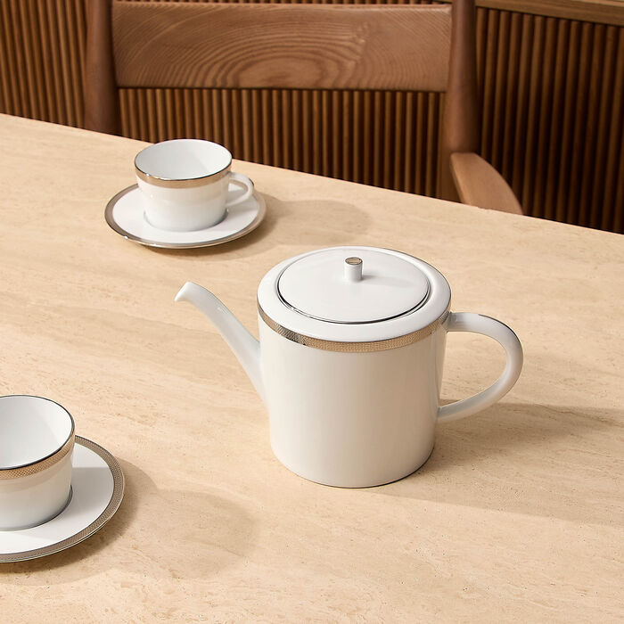 bernardaud maille platine coffee   tea pot white