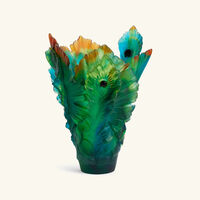 daum fleur de paon vase medium green