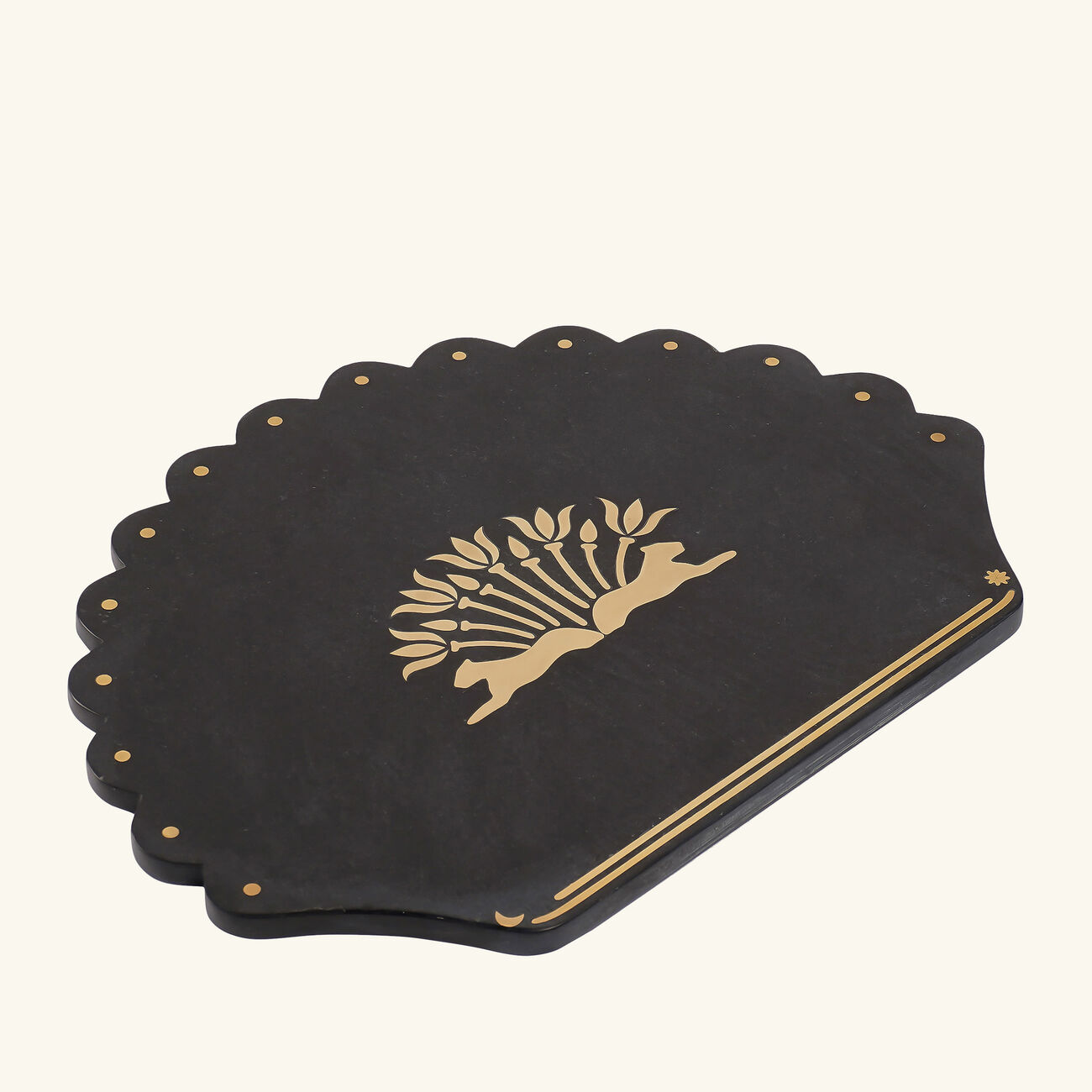 ira udaipur scalloped cheese platter black 24cm