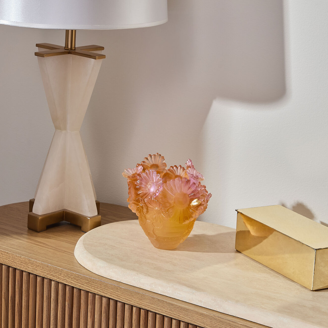 daum or d abeille vase small orange limited edition