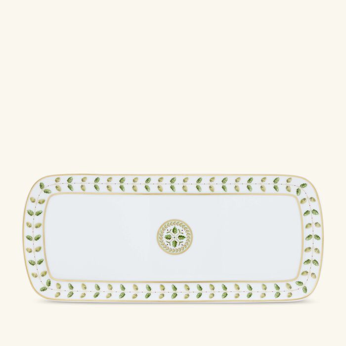 bernardaud constance cake platter rectangular green 37cm