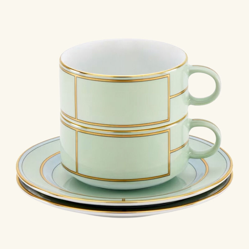 Diva Tea Cup & Saucer Green Set of 2 ginori 1735 diva tea cup saucer green set of 2